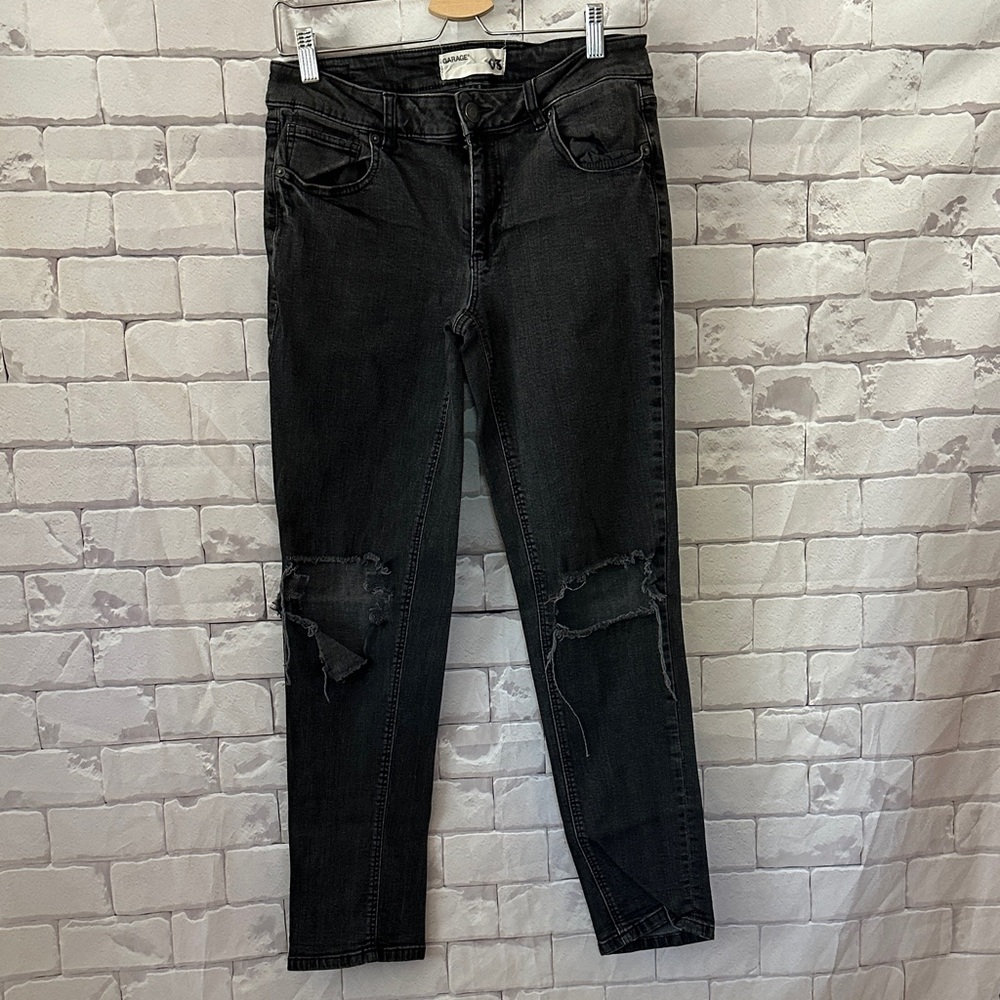 Garage Charcoal Distressed Skinny Jeans